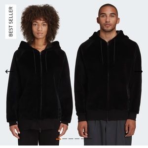 Y-3 SQUARE VELVET SPACER FULL-ZIP HOODIE